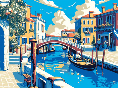 "Morning in Venice" başlıklı Tablo Kosta Morr tarafından, Orijinal sanat, Akrilik Ahşap Sedye çerçevesi üzerine monte edilmiş