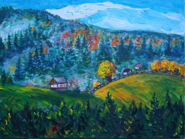 Painting titled "Carpathians" by Yuliia Azovskaya (Azovskaya), Original Artwork, Acrylic