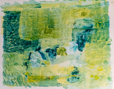 Peinture intitulée "Blue Train" par Elisabeth Laplante, Œuvre d'art originale, Encre