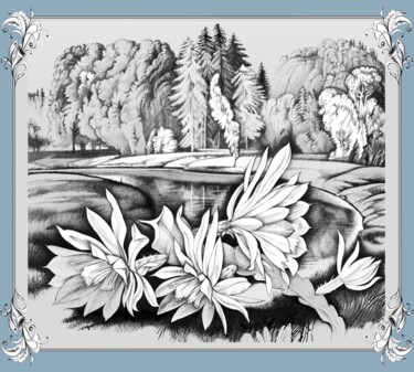数字艺术 标题为“Weiße Blumen” 由Konstantin Avdeev, 原创艺术品, 数字打印