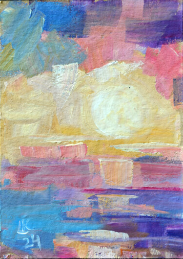 Dreamy Pastel Sunset Peinture intitulée "Dreamy Pastel Sunset" par Lada Kholosho, Œuvre d'art originale, Acrylique
