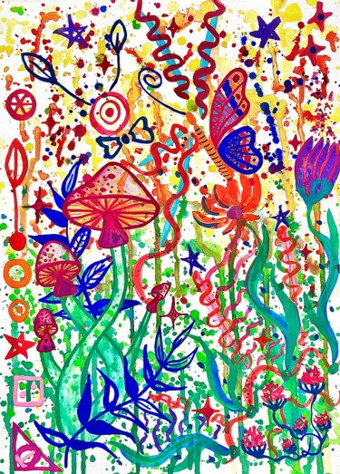 Картина под названием "Spring Arrival" - Blooming Paint, Подлинное произведение искусства, Акварель
