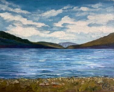 Before WildFire Okanagan Lake Original Painting Oil Peinture intitulée "Before WildFire Oka…" par Antonina Dunaeva, Œuvre d'art originale, Huile