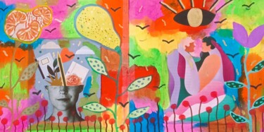Peinture intitulée "Clin d'œil automnal" par Chrystelle Ragot, Œuvre d'art originale, Crayon