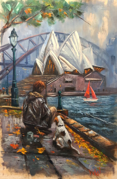 Painting titled "Companions in Silen…" by Christopher Vidal, Original Artwork, Oil Mounted on Wood Stretcher frame
