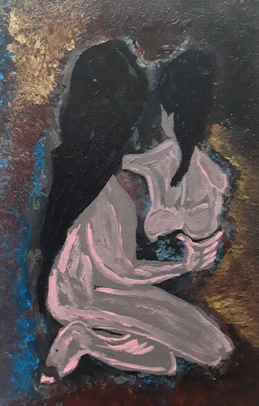 Due Bambini Pittura intitolato "Due Bambini" da Sven W. Dahlke, Opera d'arte originale, Acrilico Montato su Cartone