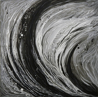 Black and White Abstract lace splash 1 绘画 标题为“Black and White Abs…” 由Oksana Kulik, 原创艺术品, 丙烯 安装在木质担架架上