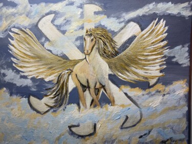 Schilderij getiteld "Пегас" door Anastasiia Netsvetaeva, Origineel Kunstwerk, Acryl