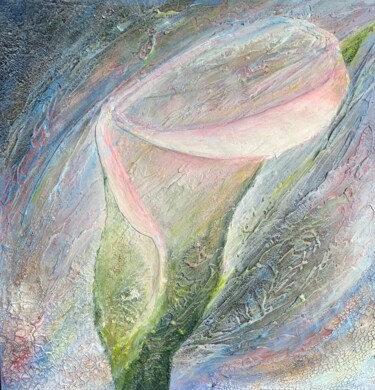 Painting titled "Calla Flower" by Larisa Kleiman, Original Artwork, Acrylic Mounted on Wood Stretcher frame