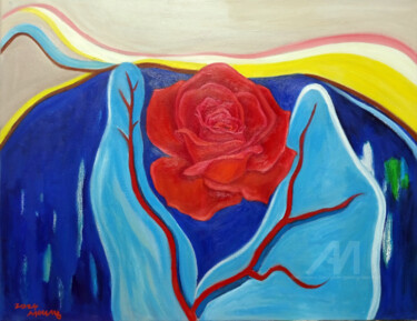 " Bloom Within: The Rose of Hope in a Confined Chest" 绘画 标题为“" Bloom Within: The…” 由Yeon-Gyeong Seo (Seo), 原创艺术品, 油