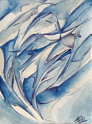 Abstract _ 010 _ bluewinter Painting titled "Abstract _ 010 _ bl…" by Saine Fourtwentyone, Original Artwork, Watercolor