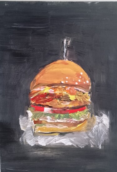 "Hamburger" başlıklı Tablo Louise tarafından, Orijinal sanat, Akrilik Ahşap Sedye çerçevesi üzerine monte edilmiş
