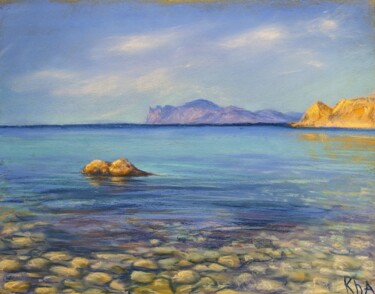 Рисунок под названием "Pastel drawing blue…" - Elena Khafuz, Подлинное произведение искусства, Пастель