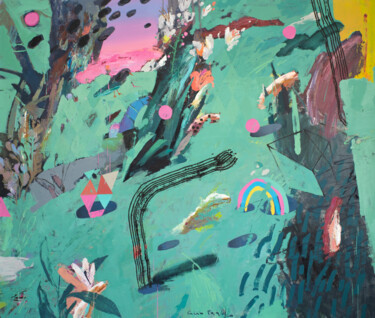 Painting titled "Magic Garden" by Glib Franko, Original Artwork, Oil Mounted on Wood Stretcher frame