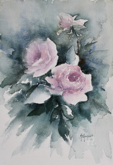 Peinture intitulée "Roses de jardin 2" par Marie-Charlotte Houpeurt-Chauffeté, Œuvre d'art originale, Aquarelle