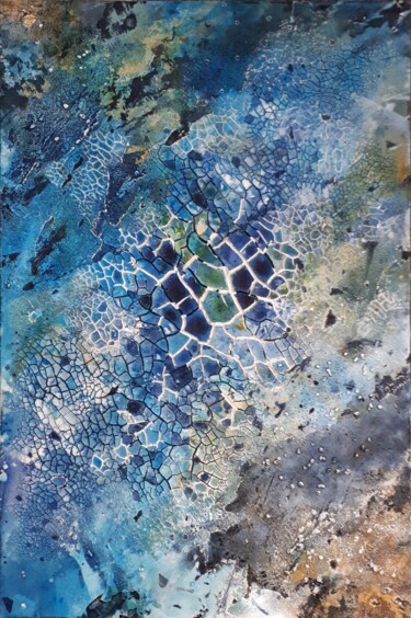 Painting titled "SC 193_crocodile" by Martina Hartusch, Original Artwork, Acrylic Mounted on Wood Stretcher frame