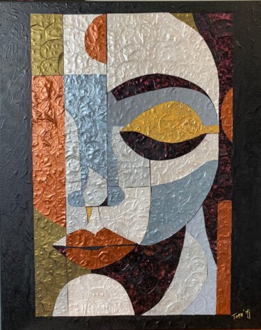 Painting titled "pensées méli mélo" by Marie Josée Tomé, Original Artwork, Collages