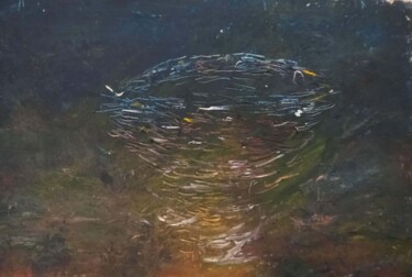 绘画 标题为“Fish Tornado” 由Siamion Hulevich, 原创艺术品, 油 安装在木板上