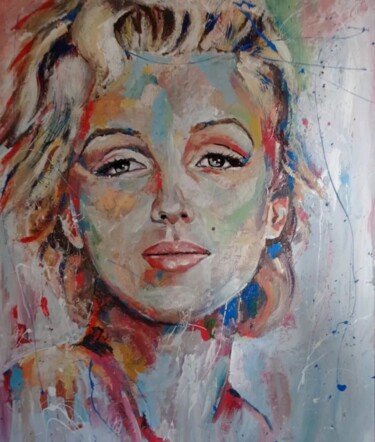 Pintura titulada "M. Monroe" por Luis Fernando Otero, Obra de arte original, Oleo Montado en Bastidor de camilla de madera