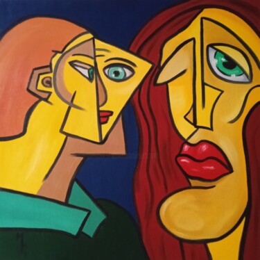Malerei mit dem Titel "Girlfriends" von Maximilian Honderflenik, Original-Kunstwerk, Öl