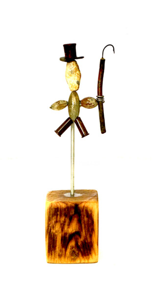 Scultura intitolato "LE PÊCHEUR" da Jonathan Hossard, Opera d'arte originale, Metalli
