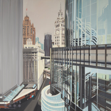 Pittura intitolato "N°23 : Wrigley Buil…" da Michelle Auboiron, Opera d'arte originale, Acrilico Montato su Telaio per barel…