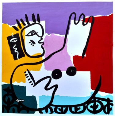 Malerei mit dem Titel "Helpy" von Herve Jonas, Original-Kunstwerk, Acryl