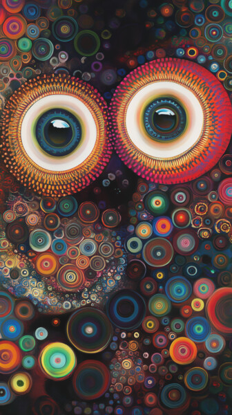 数字艺术 标题为“Peacock Eyes Amidst…” 由Alberto Capitani, 原创艺术品, AI生成的图像
