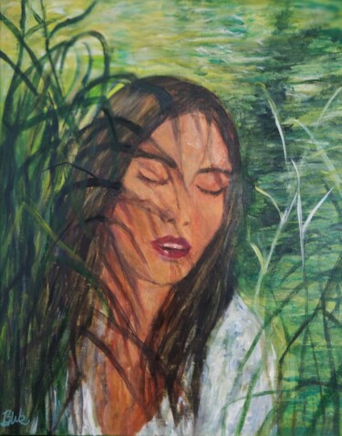 Malerei mit dem Titel "Sommer am See" von Birgit Weisenburger, Original-Kunstwerk, Acryl