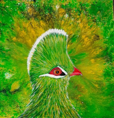 绘画 标题为“jeune touraco” 由Iakim, 原创艺术品, 丙烯 安装在木质担架架上