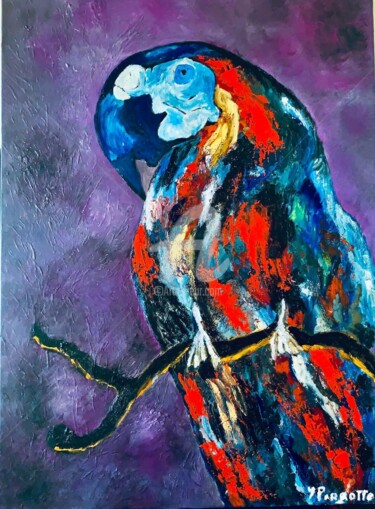 Peinture intitulée "Perroquet" par Yves Perrotte, Œuvre d'art originale, Huile Monté sur Châssis en bois