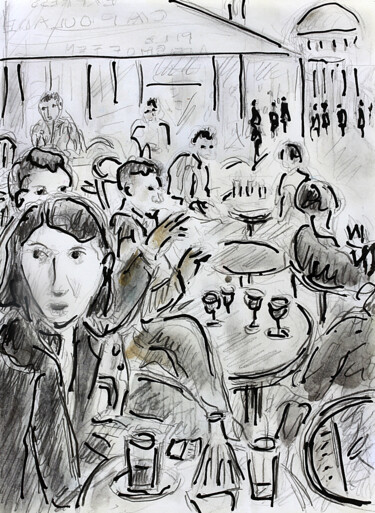 Pintura titulada "Café Le Capoulade" por Jean Mirre, Obra de arte original, Oleo