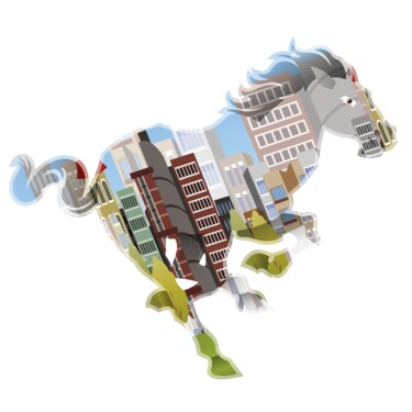 数字艺术 标题为“A dynamic horse sil…” 由Shamim Shaikh, 原创艺术品, 2D数字工作