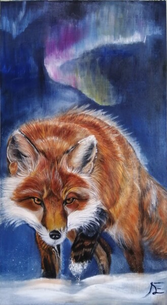 Peinture intitulée "Vulpes" par Sandrine Engle, Œuvre d'art originale, Huile Monté sur Panneau de bois