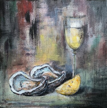 绘画 标题为“Oysters and Wine” 由Nataliya Fenko, 原创艺术品, 丙烯 安装在木质担架架上