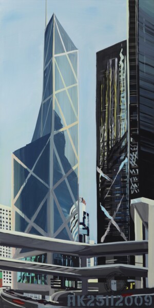 N°18 : Bank of China Pittura intitolato "N°18 : Bank of China" da Michelle Auboiron, Opera d'arte originale, Acrilico Montato su Telaio per barel…