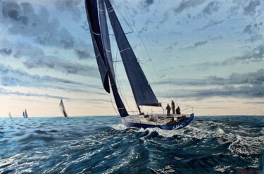 Chasing the Horizon. Painting titled "Chasing the Horizon." by Erkin Yılmaz, Original Artwork, Watercolor