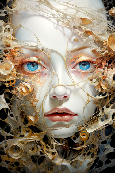 Digital Arts titled "Alien with blue eye…" by Saras, Original Artwork, AI generated image