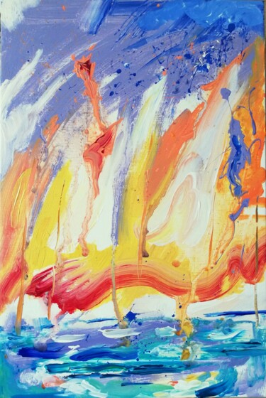 Painting titled "Sailing Joy II" by Jelena Djokic, Original Artwork, Acrylic
