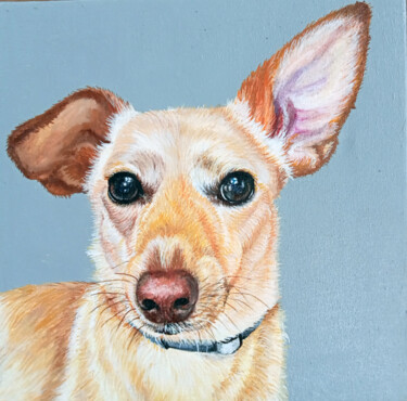 Portrait of a red dog. Painting titled "Portrait of a red d…" by Antonina Pavlic, Original Artwork, Acrylic