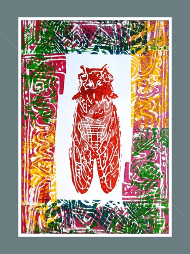 "Soleil d'octobre" başlıklı Baskıresim Christophe Flaugère tarafından, Orijinal sanat, Linocut