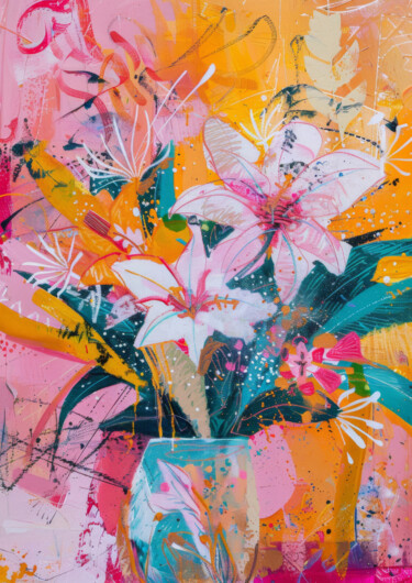 Digitale Kunst getiteld "Blossom flowers" door Valentina Strunevich, Origineel Kunstwerk, Acryl