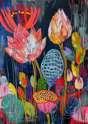 "Water bouquet" başlıklı Dijital Sanat Valentina Strunevich tarafından, Orijinal sanat, Akrilik
