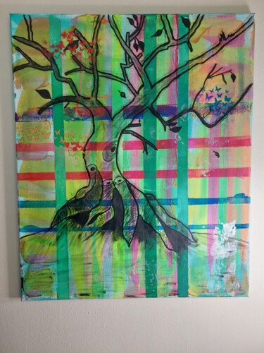 Painting titled "Love for my Family" by Crealignes By Cin, Original Artwork, Acrylic Mounted on Wood Stretcher frame