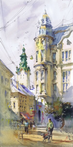 Classic Cityscape 绘画 标题为“Classic Cityscape” 由Samira Yanushkova, 原创艺术品, 水彩