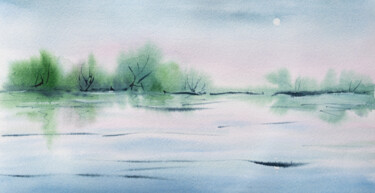 Painting titled "Early morning" by Alena Root, Original Artwork, Watercolor