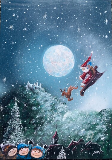 Peinture intitulée "Nuit magique" par Claire Morand, Œuvre d'art originale, Acrylique