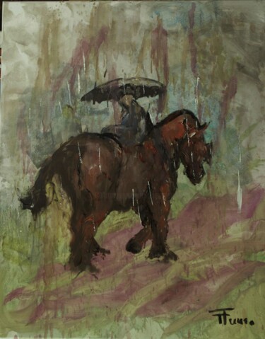 Painting titled "C'est l'été breton" by Thierry Faure, Original Artwork, Oil Mounted on Wood Stretcher frame
