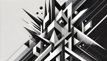 数字艺术 标题为“Schwarz-Weiß-Geomet…” 由Daniel Bauer, 原创艺术品, AI生成的图像