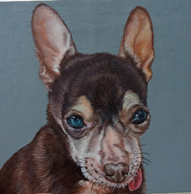 Toy Terrier. Portrait by photo. 绘画 标题为“Toy Terrier. Portra…” 由Antonina Pavlic, 原创艺术品, 丙烯